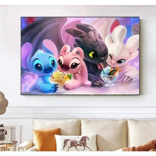 Cartoon Anime Lilo&Stitch Disney Canvas Painting Wall Art Posters and Prints Pictures Home Decoration No Frame Home Decor