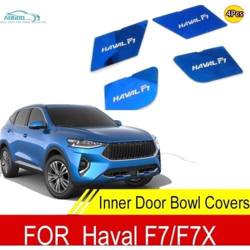 Car Interior Door Handle Bowl Trim Cover Sticker Decoration Control Panel Auto Accessories For Haval F7 F7x Stainless Steel