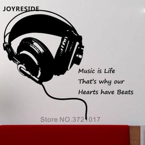 Earphone Headphone Wall Sticker Music Wall Decals Home Livingroom Fashion Art Decoration Wall Stickers Headphones Pattern M315