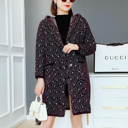 Mink Sweater Coat Womens Fashion New Knitted Cardigan Medium Long Casual Loose Versatile Winter Womens Coat