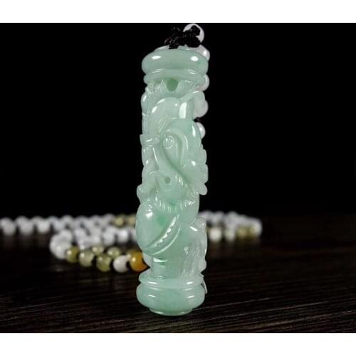 Natural green jade pendant necklace jade Hand-Carved women men dragon necklaces pendants jadeite jade jewelry