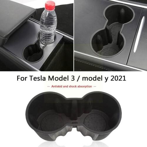 TPE Water Cup Holde For Tesla Model 3 Model Y 2021 Hole Holder Console Insert Cup Double Proof Water Accessories Holder G7D8
