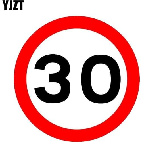 YJZT 12CM*12CM Warning Slow Down Car Sticker 30 MPH Danger Decal PVC 12-1560