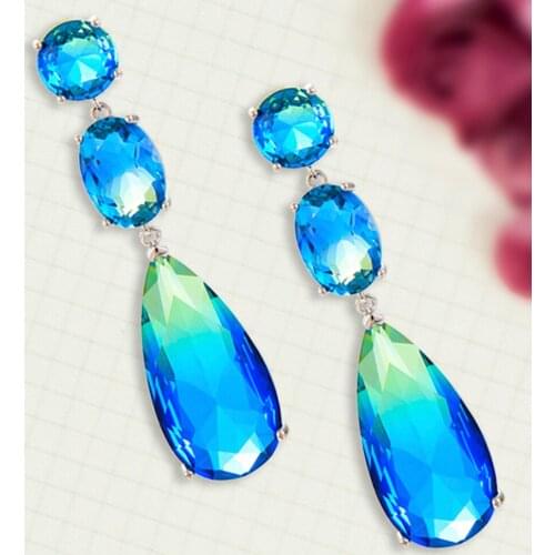 GODKI Jimbora Luxury Long Waterdrop Clear Crystal Dangle Drop Earring For Women Bridal Wedding Party Earrings Jewelry Earrings