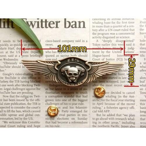 Luxury 115th Anniversary Motorcycle Club Badge CLASSIC SKULL Wing Biker Brooches For clothes Hat Retro Metal Collar Pin Brooch