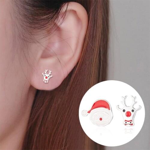 Lovely Cartoon Lucky Christmas Reindeer&Snowman Shaped Stud Earrings for Women Girls Gift Brinco