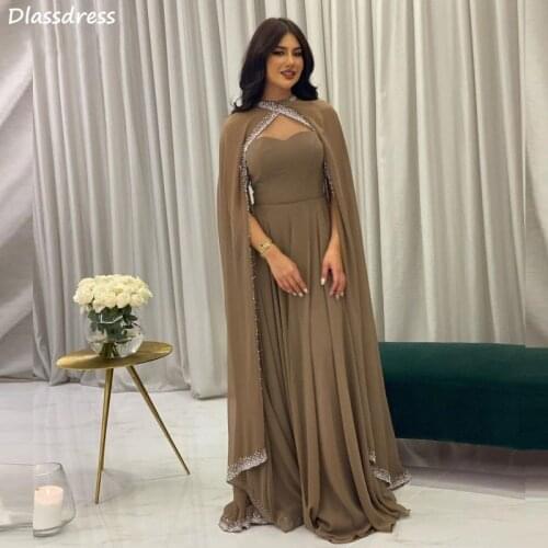 A-line Chiffon Mother Of Bride Dress For Wedding Accasion Brown With Jacket Sequin Evening Party Dress robe de soirée de mariage