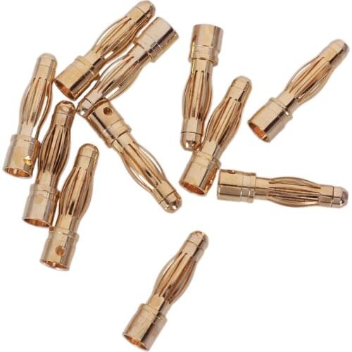10PCS Gold Tone 4mm Male Banana Plug Bullet Connector Replacements