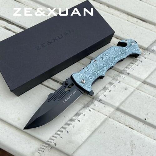 ZE&XUAN Multi-function Folding Knife Outdoor Camping Hunting Rescue Window Breaker High Hardness Tactical Folding Knife