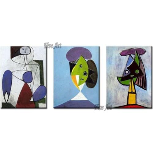 Modern Home Decor Pieces 3 PCS Group Abstract Picasso Oil Painting Reproduction Real Hand Painted Famous Wall Art On Canvas