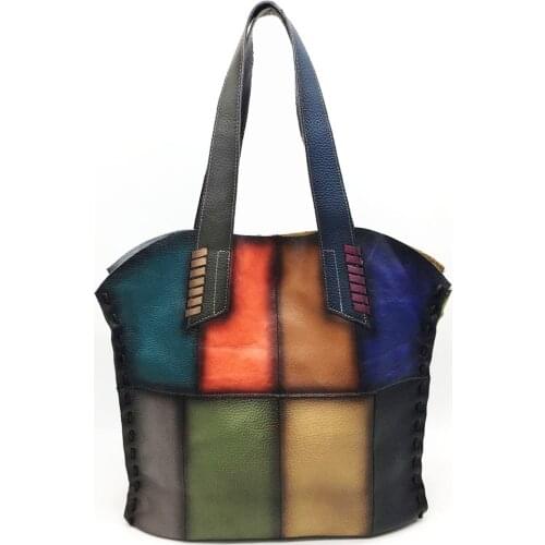 Newest Vintage Style Womens Shoulder Bag Messenger Bag Imported Cowhide Handmade Highest Quality Handbag Fading Color Tote Bag