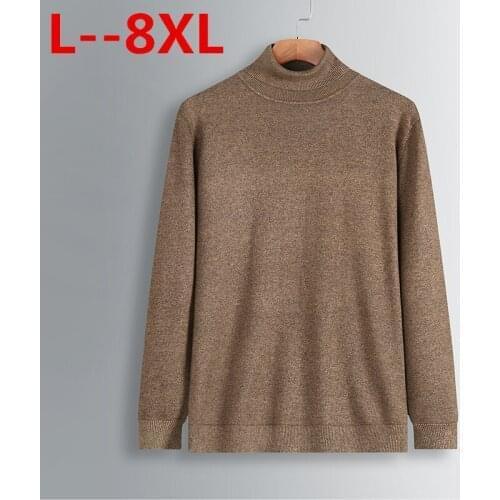 8XL 6XL New Autumn Winter MenS Sweater Mens Turtleneck Solid Color Casual Sweater Mens Slim Fit Brand Knitted Pullovers