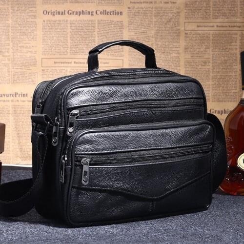 Mens Genuine Leather Vintage Shoulder Messenger Bag Male Casual Multifunction Small Crossbody Flap Hangbag Man Messenger Bags