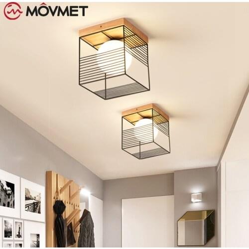 Vintage Ceiling Lights Black White Golden Loft Led Ceiling Lamp Geometric Shape Iron Cage Living Room Bedroom Home Led