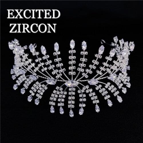 Ladies luxury hair accessories fashion handmade crystal head flower bride wedding zircon rhinestone headdress jewelry