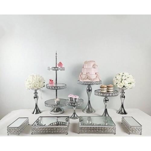 1pcs Mirror Cake Stand Set Display Wedding Birthday Party Dessert Cupcake Plate Rack