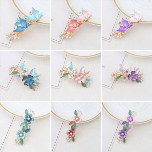 10/30pcs Graceful Women Pearl Rhinestone Flower Hairpin Metal Enamel Hair Barrettes Hair Styling Wedding Jewelry Accessories