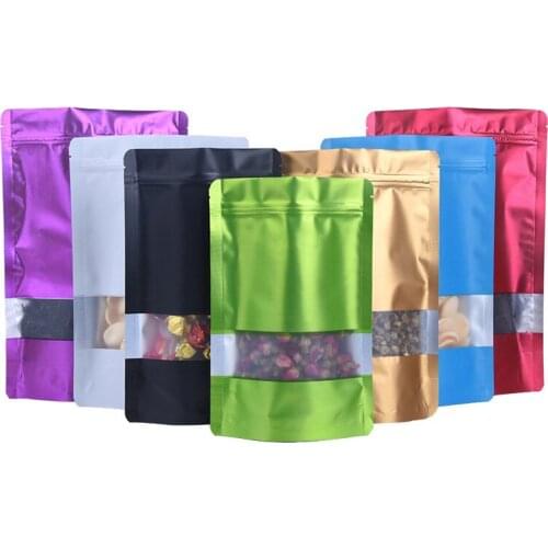 1000pcs/lot Colorful Doypack Aluminum Foil Plastic Self seal Package Bag with Window Mylar Retails Zipper Pouch for Food Storage