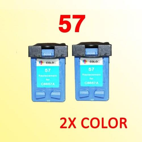 2pcs For hp57 ink cartridge compatible for 57 5608/5609/5679/6110/4110 PCS 1350/2310 printer