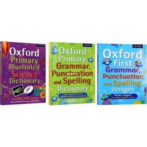 3 Books Oxford First Grammar Punctuation and Spelling Dictionary +Oxford Primary Grammar + Oxford First Illustrated Science book