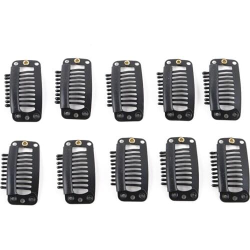 50pcs 3.2cm 9 teeth I Shaped wigs Clips with silicone back for Hair Extensions accessories tool