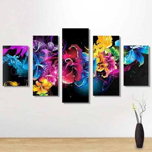 Flower color 5D Diamond Paintings Five Connected Pieces Room Decoraitons Paste all diamonds Diamond Painting Home Decoration