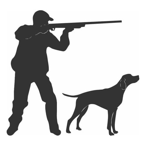 Dawasaru Personality Decal Young Hunter with A Gun and A Hunting Dog Car Sticker Truck Motorcycle Auto Accessories PVC,10cm*10cm