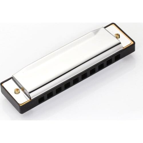 10-Hole Diatonic Harmonica Silver Blues Diatonic Harp Harmonicon 10 Holes Musical Instrument Alloy Harmonica Mouth Organ