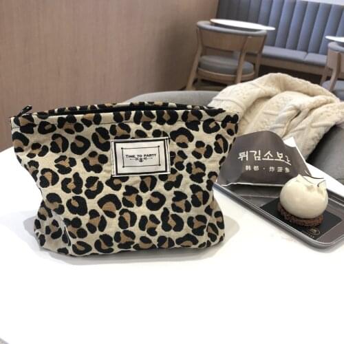 Travel Washing Makeup Organizer Beauty Case Large Women Leopard Cosmetic Bag Canvas Waterproof Zipper Make Up Bag