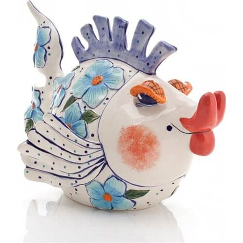 EUROPEAN MODERN ART CARP STATUE ABSTRACT FISH SCULPTURE CERAMIC CRAFTS PORCELAIN ANIMAL FIGURINE HOME DECORATION R4213