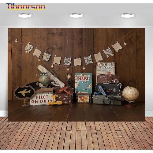 Children Photographic Background Pilot Airplane Map Globe Kids Photo Shoot Photozone Photocall For Photo Studio