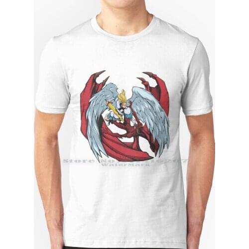 Michael And Lucifer Cartoon Art T Shirt 100% Pure Cotton Lucifer Michael Supernatural Angel Castiel Tom Ellis Bear With Charlie