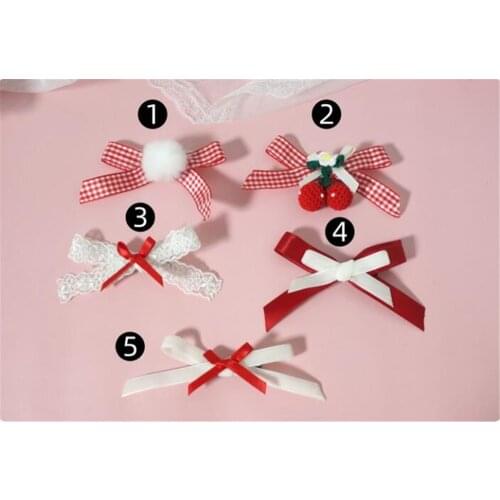 Sweet Girl Classic lace Plaid Bowknot Hair clip Lolita Womens Kawaii Hair Pin Headwear Cosplay Side clip B958