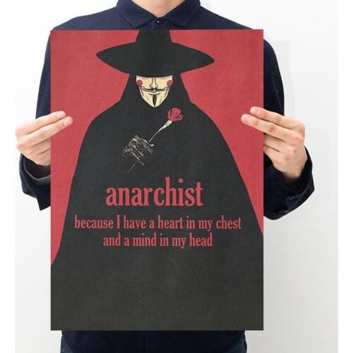 Classic Movie V for Vendetta Vintage Poster Retro Wall Art Room Decor Stickers Cafe Bar Posters Kraft Paper Wall Sticker