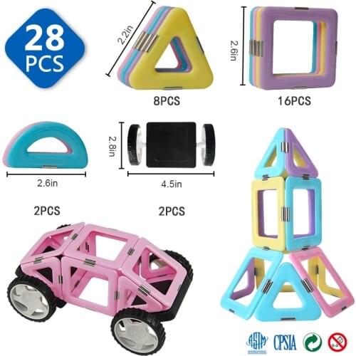 Magnetic Blocks Designer Construction Set Constructor Magnets Car Magnetic Blocks Educational Toys Magnetic Tiles for Kids