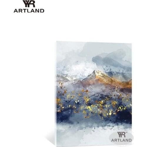 Beautiful abstract oil painting 100% Handmade gold mountains home decoration wall art picture for living room bedroom no farmed