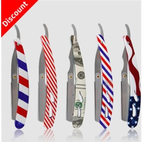 Colourful Professional Manual Shaver Straight Edge Stainless Steel Sharp Barber Razor Folding Shaving Beard Cutter