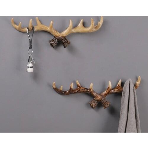 40CM Creative Wall Decoration Antler Hook Home Personality Deer Head Wall Hanging Key Hooks Coat Hanger
