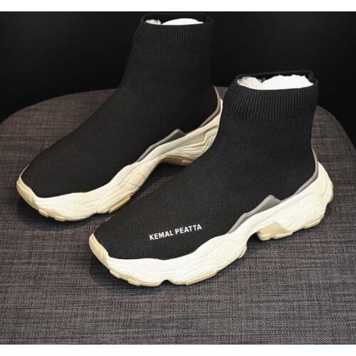 Sneakers Women Knit Upper Breathable Sport Shoes Sock Boots Woman Chunky Shoes High Top Running Shoes For Women