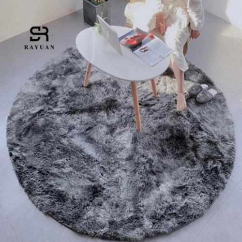 RAYUAN Gradation Water Absorbency Round Rugs Plush Hairy Carpet Floor Mat Fur Polyester Soft Area Rug Tapetes