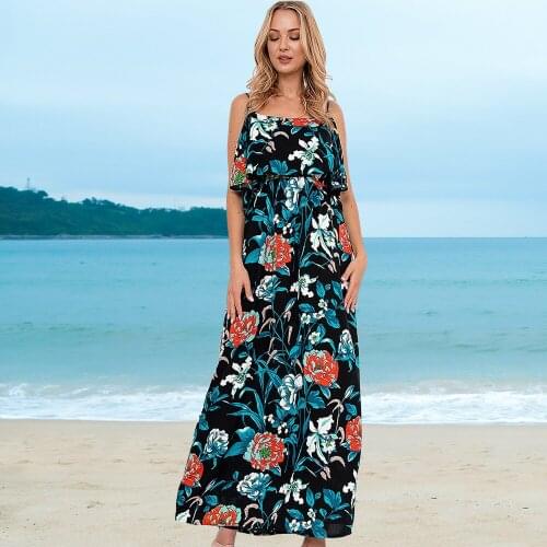 Summer Floral Dress 2021 Europe and America Cross Border Foreign Trade Strap Dress Southeast Asia plus Size Womens Dress Casual