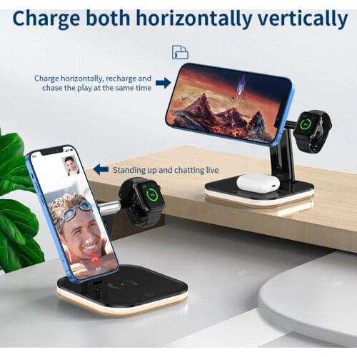 3 In 1 Magnetic Wireless Charger 15W Fast Charging Station For Magsafe IPhone 12 Pro Max Chargers For Apple Watch Airpods Pro