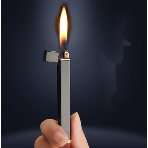Mini Square Long Grinding Wheel Open Fire Lighter Metal Simple Creative Lady Lighter