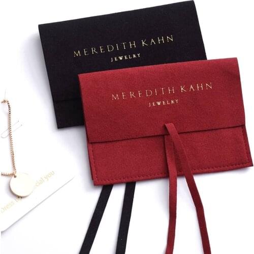 100pcs Personalized Text Logo microfiber Business Jewelry envelope pouches chic small packaging Earrings Bags for Necklace