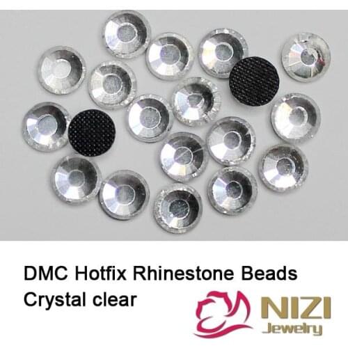 Many Sizes Crystal Clear DMC Hotfix Rhinestones Round Glass Flatback Iron On Glass Chatonds High Quality DIY Garment Accessories