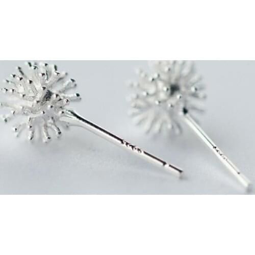 Jisensp Fashion Silver Plated Womens Jewelry Earings Tiny Dandelion Flower Stud Earrings for Girls Kids Jewelry Birthday Gift