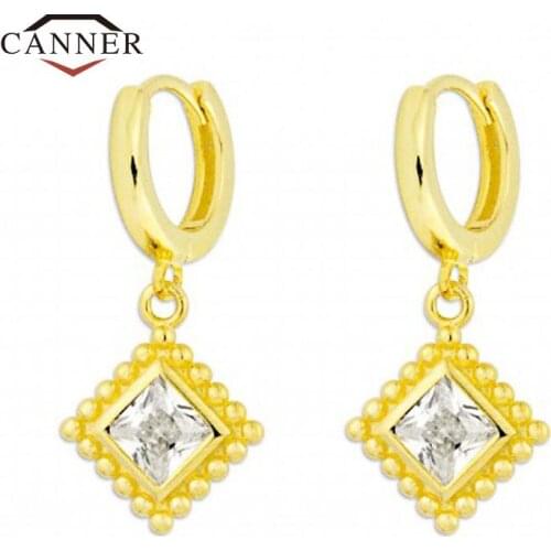 CANNER fashion ins niche design square diamond earring ear buckle drop earrings piercing round Earings gifts jewelry pendientes