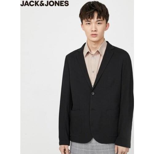 JackJones Mens Business Casual COOLMAX Fabric Black Slim Fit Suit Jacket|220208505