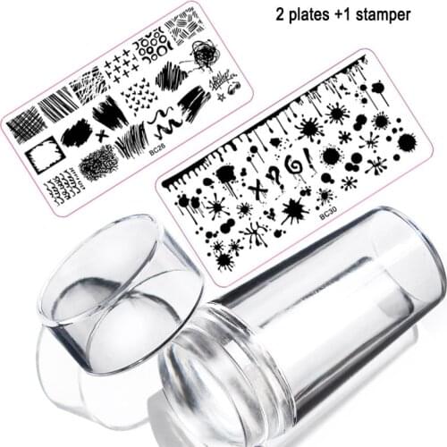 4Pcs/set Nail Stamping Plate Set Clear Jelly Silicone Stamper with Scraper Nail Art Stamp DIY Image Plate Stamping Polish Tool