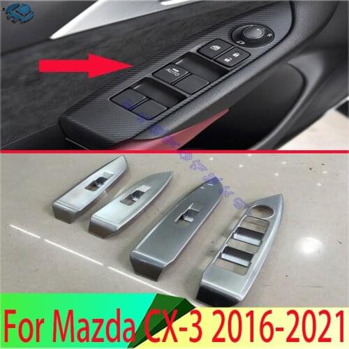 For Mazda CX-3 2016- 2019 ABS Chrome Door Window Armrest Cover Switch Panel Trim Molding Garnish Only fit Right hand drive